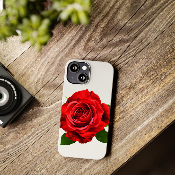 Slim Red Rose Flowers Gift for Her Cute Phone Cases for Iphone 16 Pro Max | iPhone 15 Case | iPhone 15 Pro Max Case, Iphone 14, Iphone 14 Pro Max, Iphone 13 12 11 8 7 - Studio40ParkLane