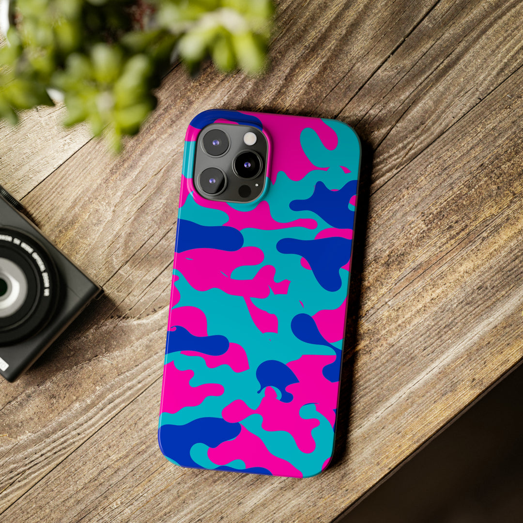 Slim Cute Phone Cases for Iphone - | iPhone 15 Case | iPhone 15 Pro Max Case, Iphone 14 Case, Iphone 14 Pro Max, Iphone 13, Blue Pink Camouflage - Studio40ParkLane