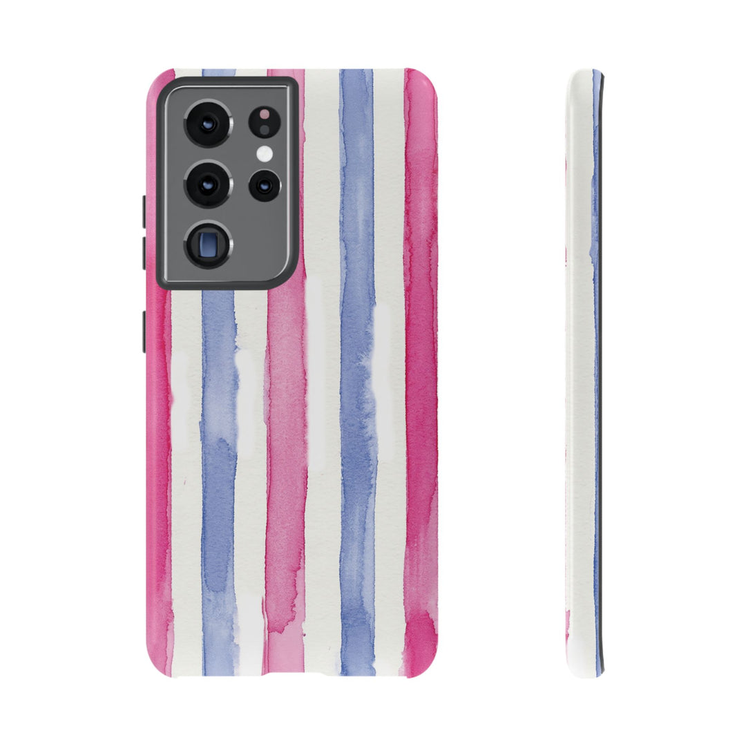 Tough Cute Pink Blue Stripes Phone Case, for IPhone 17 Pro Max | Iphone 17 Air, Iphone 16, IPhone 15, 14 13 12, Samsung Galaxy S26, S25, S24, S23 - Studio40ParkLane