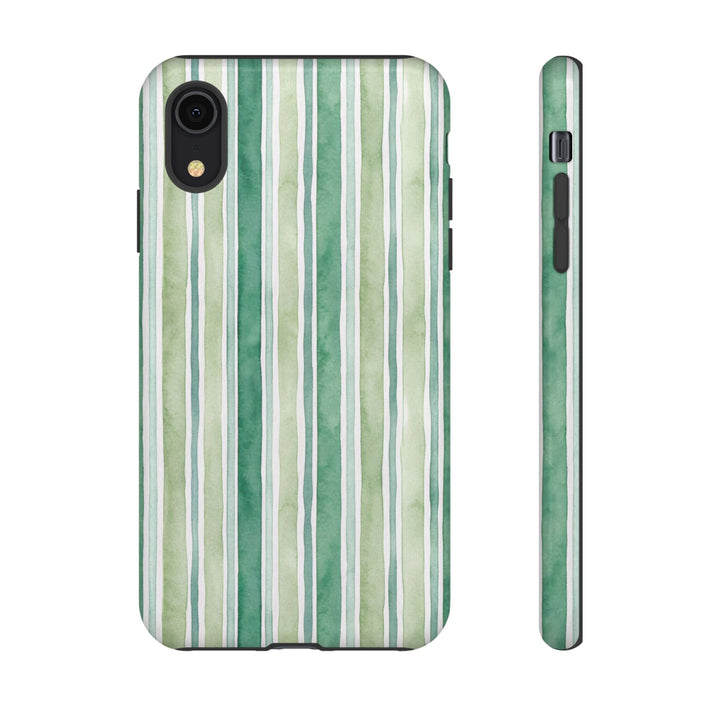 Aesthetic Tough Green Watercolor Stripes Premium Phone Case - For iPhone 17 Pro Max iPhone 16 Pro iPhone 15 Iphone 14 Plus 13 Pro 12 11 10 - Studio40ParkLane