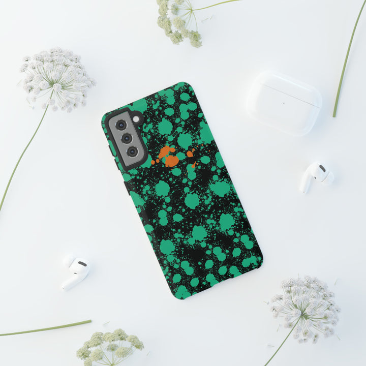 Cute Samsung Phone Case | Aesthetic Samsung Phone Case | Paint Splash Green Orange | Galaxy S23, S22, S21, S20 | Luxury Double Layer | Cool - Studio40ParkLane
