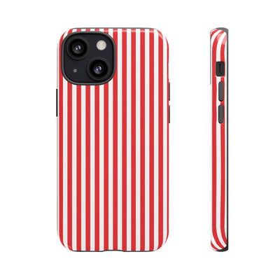 Tough Premium Poppy Red Stripes Phone Case Gift for Her - For Apple iPhone 16 Pro Max 16e iPhone 15 Pro iPhone Iphone 14 Plus 13 Pro 12 SE XR - Studio40ParkLane