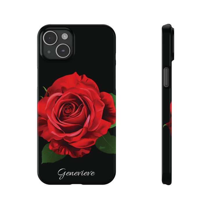Slim Custom Personalized Red Rose Flowers Gift for Her Cute Phone Cases for Iphone 16 Pro Max | iPhone 15 Case | iPhone 15 Pro Max Case, Iphone 14, Iphone 14 Pro Max, Iphone 13 12 11 8 7 - Studio40ParkLane