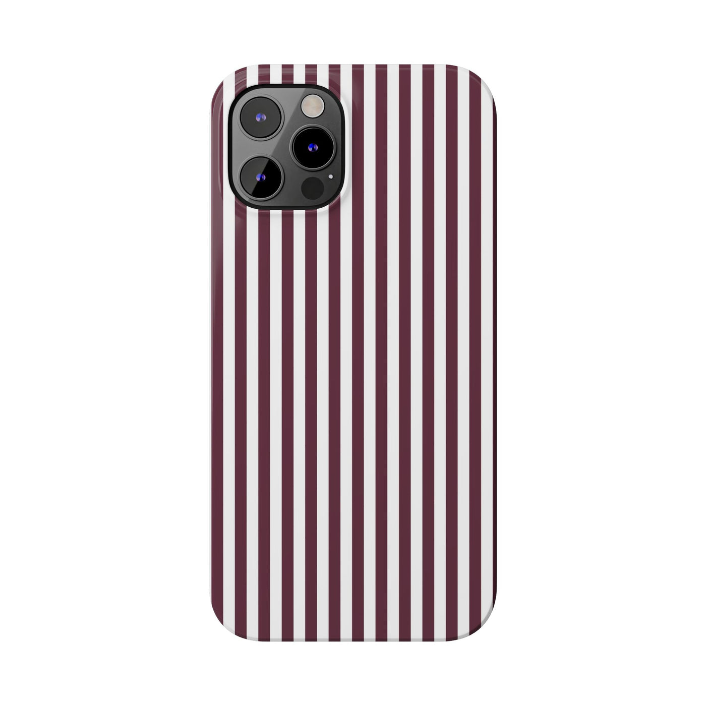 Slim Burgundy Wine Striped Cute Phone Case for Iphone 16 - | iPhone 15 Pro Max Case | iPhone 14 Case Iphone 13 12 11 10 9 8 7 Gift for Her - Studio40ParkLane