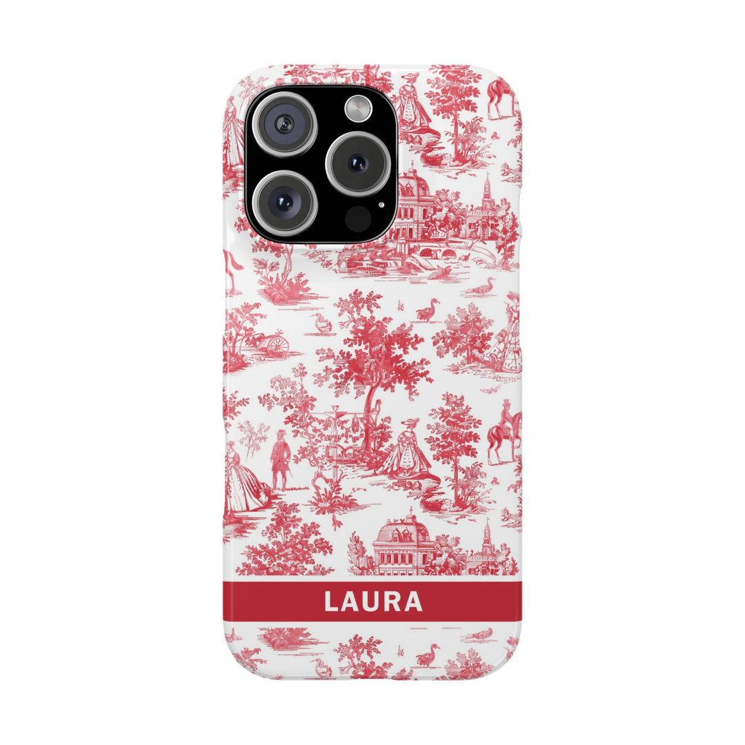 Slim French Toile Personalized Initial Custom Gift for Her Cute Phone Cases for Iphone 16 Pro Max | iPhone 15 Case | iPhone 15 Pro Max Case, Iphone 14, 13, 12, 11, 10, 8, 7 - Studio40ParkLane