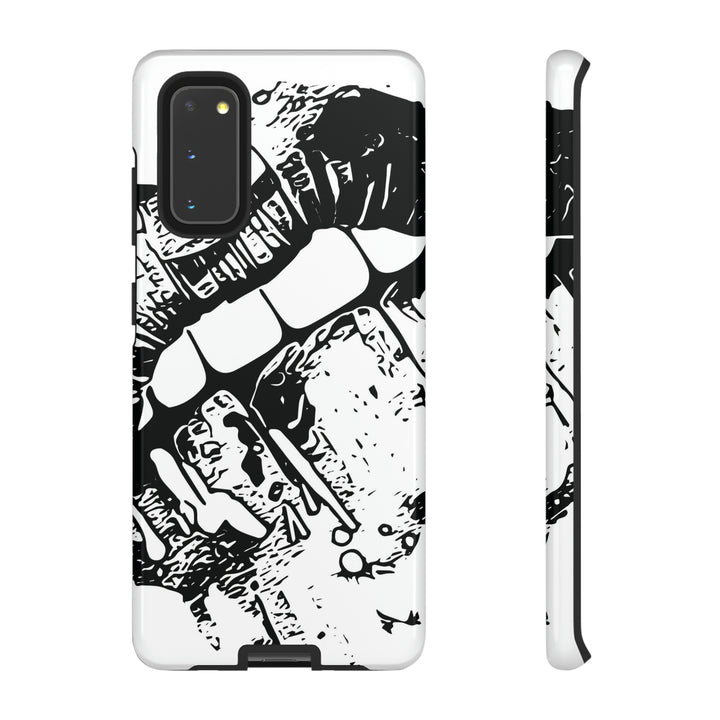 Cute Samsung Phone Case | Aesthetic Samsung Phone Case | Smile Lips Black White | Galaxy S23, S22, S21, S20 | Luxury Double Layer | Cool - Studio40ParkLane