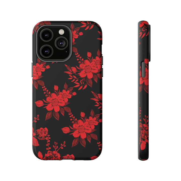 Cute IPhone Case | Red Black Flowers, iPhone 15 Case | iPhone 15 Pro Case, Iphone 14 Case, Iphone 14 Pro Max Case, Protective Iphone Case - Studio40ParkLane