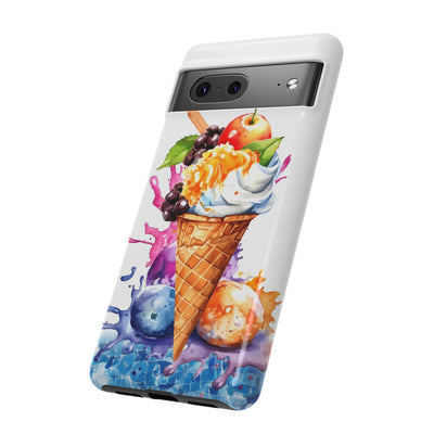 Impact Resistant, Summer Ice Cream Cone, Cute Phone Cases for Samsung S24, S23, S22, S21, IPhone 15 pro Iphone 14 pro Iphone 13 IPhone 12 Iphone 11