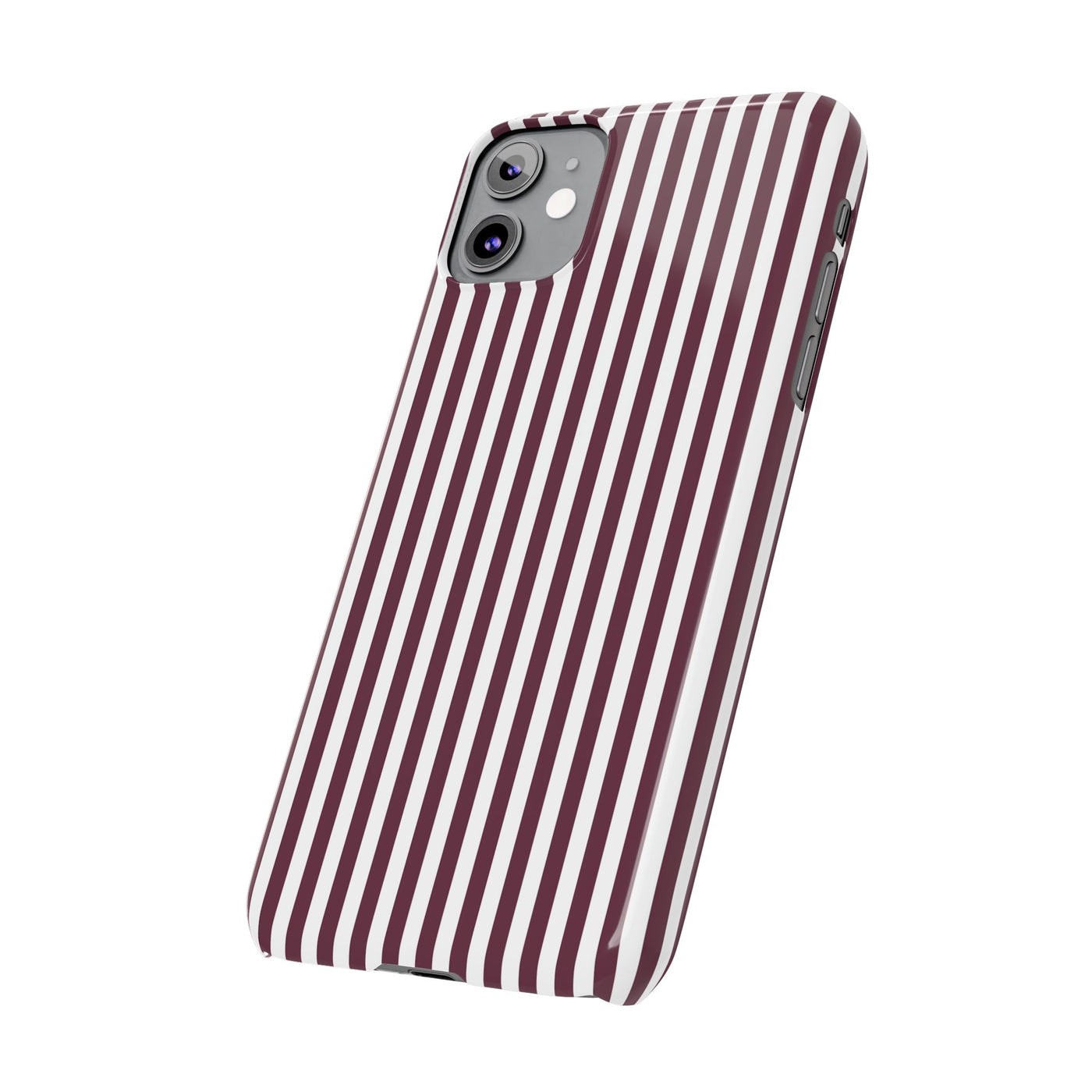 Slim Burgundy Wine Striped Cute Phone Case for Iphone 16 - | iPhone 15 Pro Max Case | iPhone 14 Case Iphone 13 12 11 10 9 8 7 Gift for Her - Studio40ParkLane