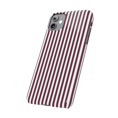 Slim Burgundy Wine Striped Cute Phone Case for Iphone 16 - | iPhone 15 Pro Max Case | iPhone 14 Case Iphone 13 12 11 10 9 8 7 Gift for Her - Studio40ParkLane