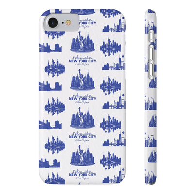 Slim New York Skyline Blue Collage Coquette Gift for Her Cute Phone Cases for Iphone 16 Pro Max | iPhone 15 Case | iPhone 15 Pro Max Case, Iphone 14, Iphone 14 Pro Max, Iphone 13 12 11 8 7