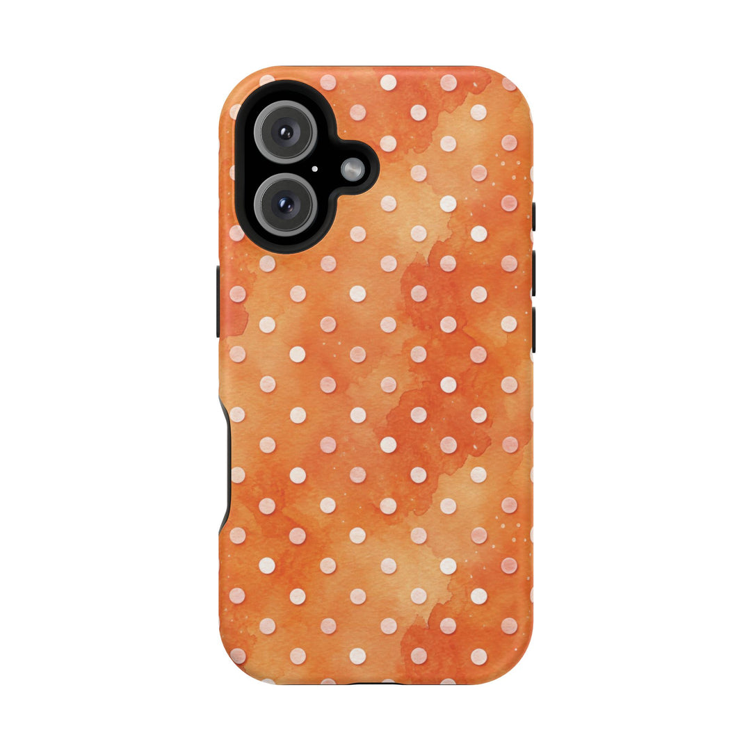 Aesthetic Tough Magsafe Orange Polka Dots Phone Case - For iPhone 17 Pro Max iPhone 16 Pro iPhone 15 Iphone 14 Plus 13 Pro 12 11 10 XR - Studio40ParkLane