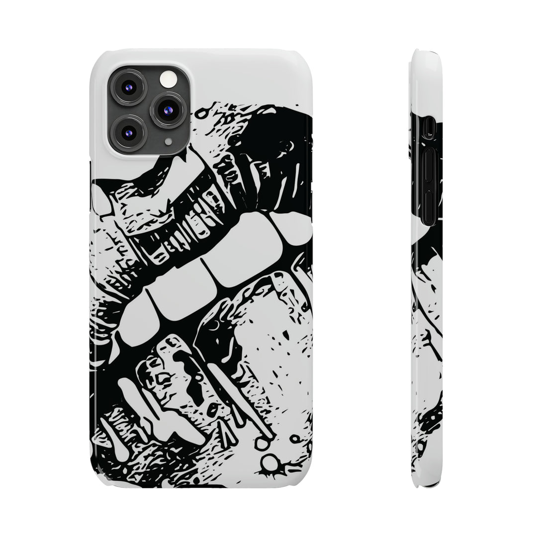 Slim Cute Phone Cases for Iphone - | iPhone 15 Case | iPhone 15 Pro Max Case, Iphone 14 Case, Iphone 14 Pro Max, Iphone 13, Smile Lips Black and White - Studio40ParkLane