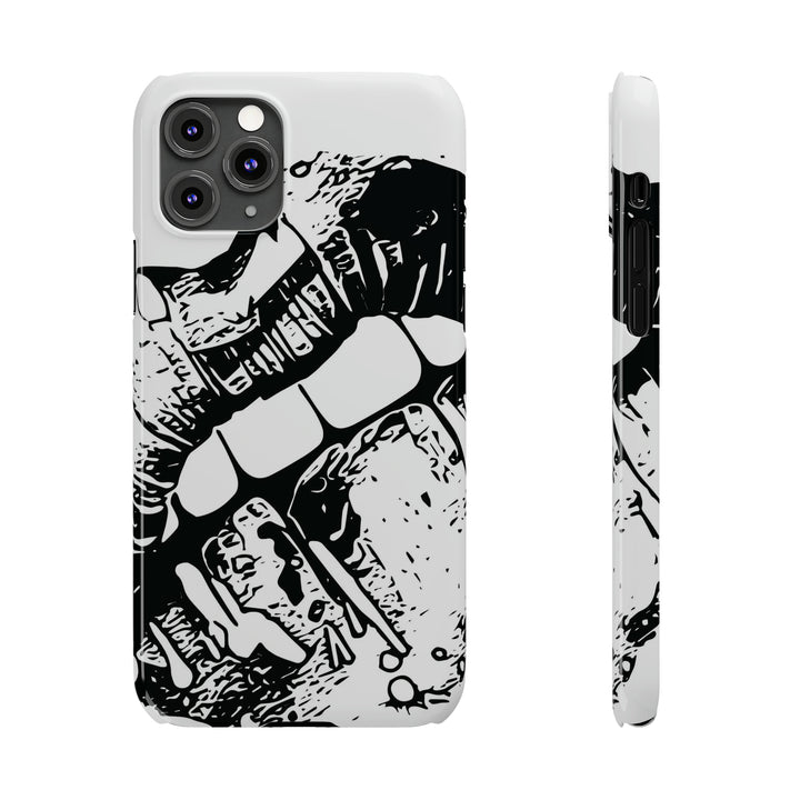 Slim Cute Phone Cases for Iphone - | iPhone 15 Case | iPhone 15 Pro Max Case, Iphone 14 Case, Iphone 14 Pro Max, Iphone 13, Smile Lips Black and White - Studio40ParkLane