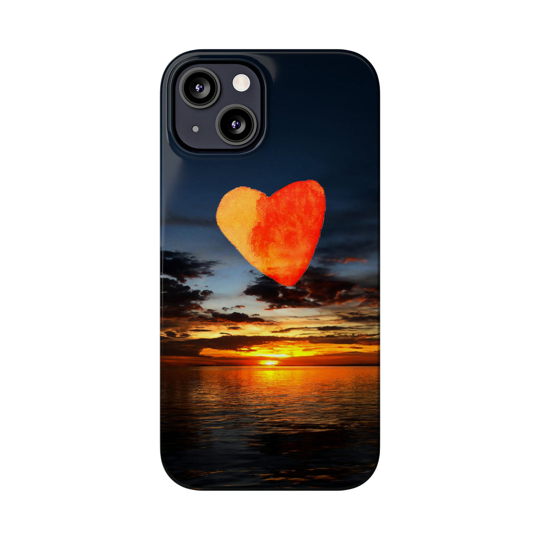 Slim Cute Phone Cases for Iphone - | iPhone 15 Case | iPhone 15 Pro Max Case, Iphone 14 Case, Iphone 14 Pro Max, Iphone 13, Rising Heart Sunset - Studio40ParkLane