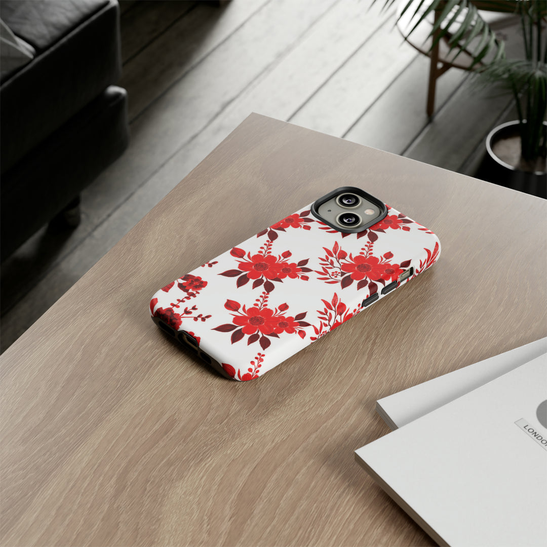 Cute IPhone Case | Red White Flowers, iPhone 15 Case | iPhone 15 Pro Case, Iphone 14 Case, Iphone 14 Pro Max Case, Protective Iphone Case - Studio40ParkLane