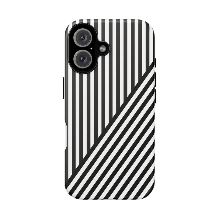 Aesthetic Tough Black White Stripes Phone Case - For iPhone 17 Pro Max iPhone 16 Pro iPhone 15 Iphone 14 Plus 13 Pro 12 11 10 XR - Studio40ParkLane