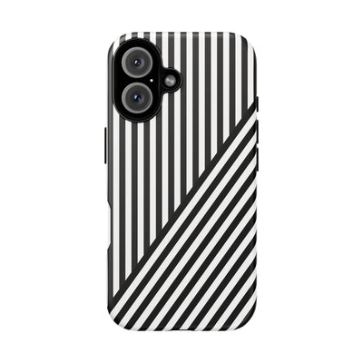 Aesthetic Tough Black White Stripes Phone Case - For iPhone 17 Pro Max iPhone 16 Pro iPhone 15 Iphone 14 Plus 13 Pro 12 11 10 XR - Studio40ParkLane