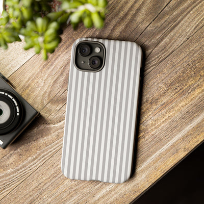 Tough Premium Ash Grey Stripes Phone Case Gift for Her - For Apple iPhone 16 Pro Max 16e iPhone 15 Pro iPhone Iphone 14 Plus 13 Pro 12 SE XR - Studio40ParkLane