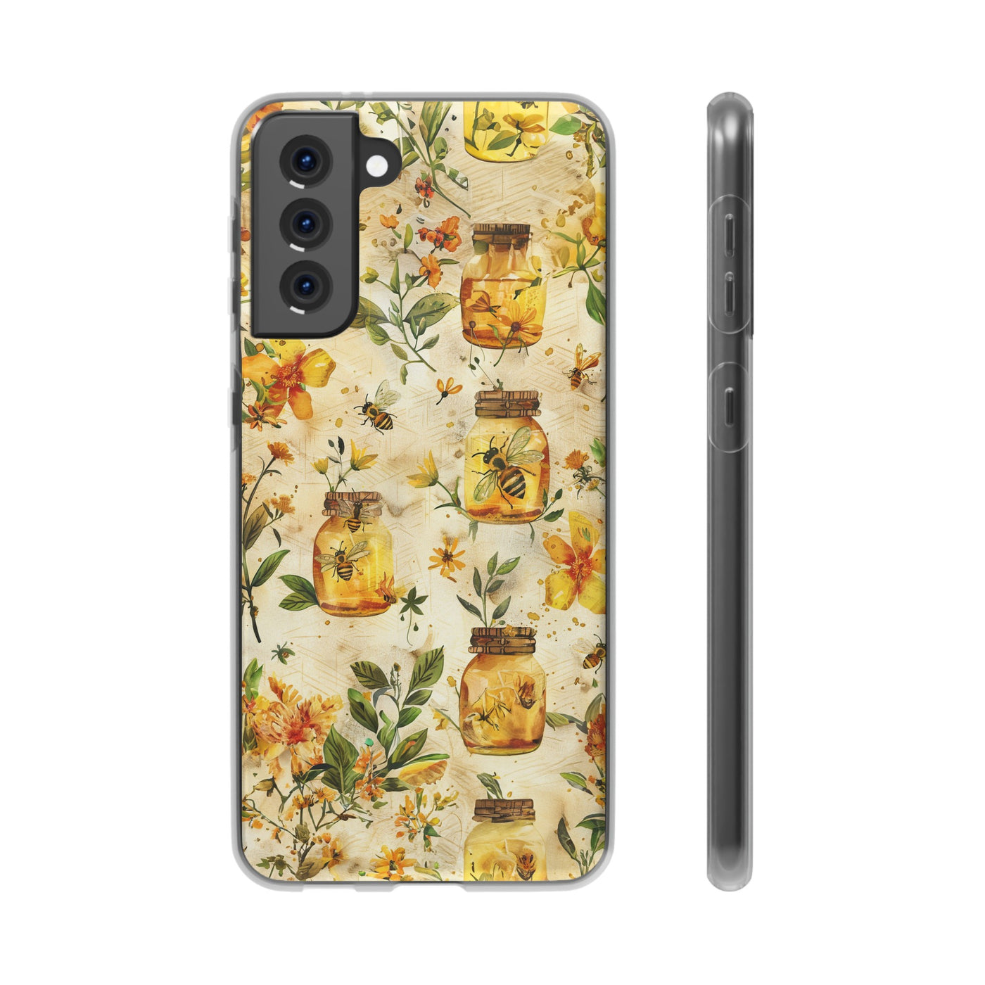 Cute Flexi Phone Cases, Honey Bees Yellow, Compatible with Samsung Galaxy S23, Samsung S22, Samsung S21, Samsung S20, Galaxy S20 Ultra