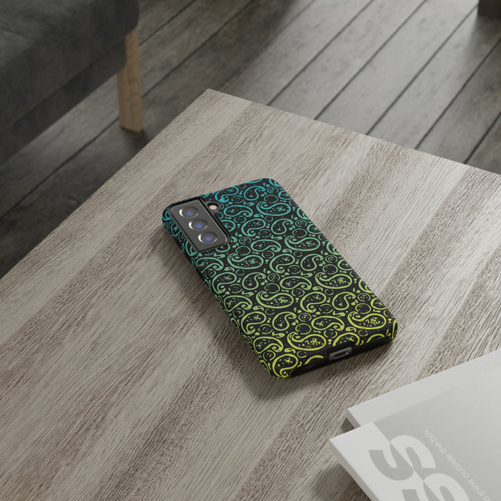 Cute Samsung Phone Case | Aesthetic Samsung Phone Case | Paisley Blue Yellow Black | Galaxy S23, S22, S21, S20 | Luxury Double Layer | Cool - Studio40ParkLane