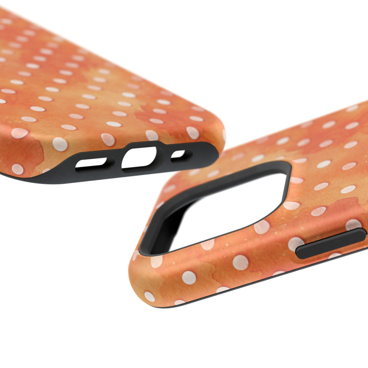 Aesthetic Tough Magsafe Orange Polka Dots Phone Case - For iPhone 17 Pro Max iPhone 16 Pro iPhone 15 Iphone 14 Plus 13 Pro 12 11 10 XR - Studio40ParkLane