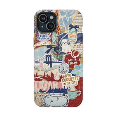New York Winter Coquette Collage Tough Magsafe Cute Phone Cases for Iphone | iPhone 17 Pro Max Case, Iphone 16, Iphone 15 14 13 12 11 10 9