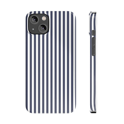 Slim Navy Blue Striped Cute Phone Case for Iphone 16 - | iPhone 15 Pro Max Case | iPhone 14 Case Iphone 13 12 11 10 9 8 7 XS X Gift for Her - Studio40ParkLane
