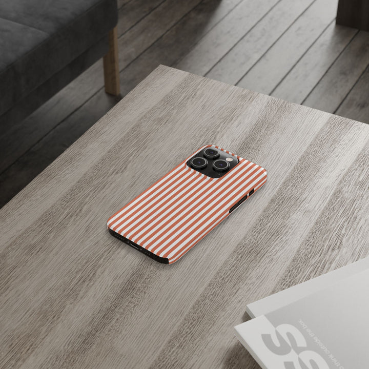 Slim Red Winter Peach Striped Cute Phone Case for Iphone 16 - | iPhone 15 Pro Max Case | iPhone 14 Case 13 12 11 10 9 8 7 X XS Gift for Her