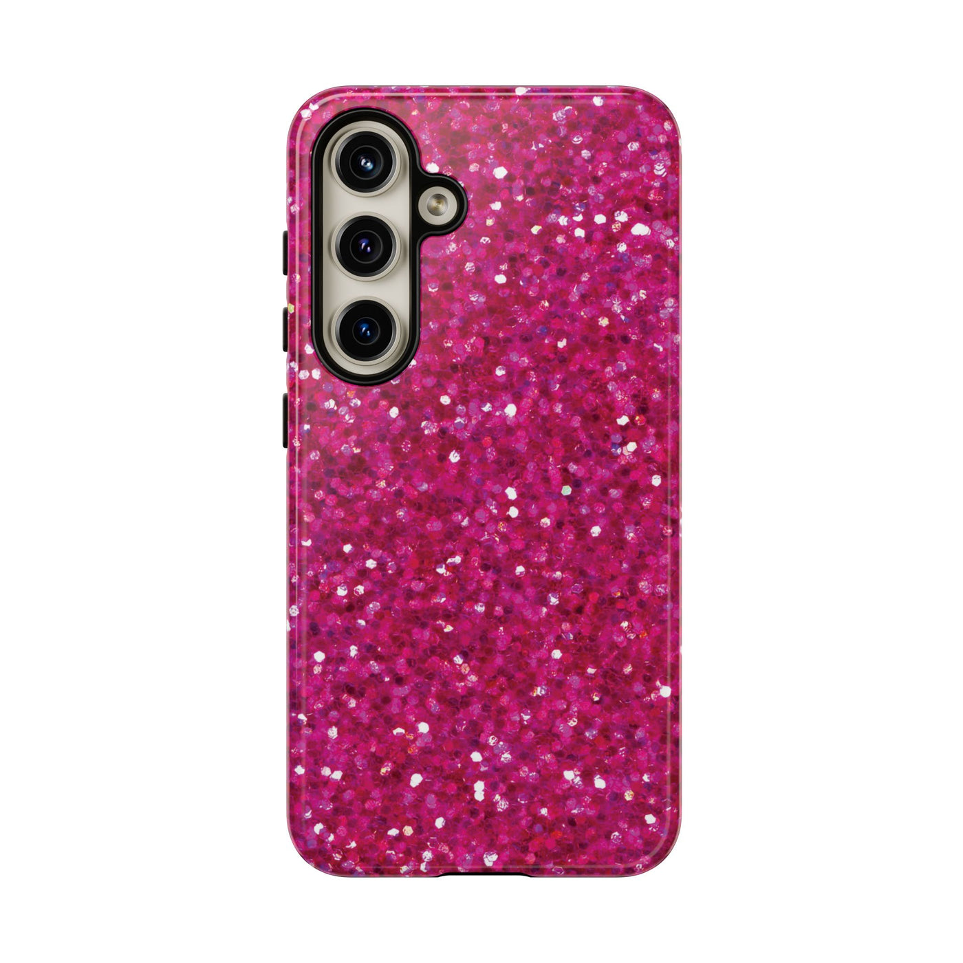 Chic Pink Faux Play on Glitter Effect Cute Phone Case, for IPhone 16 pro Max | Iphone 15, Iphone 14, IPhone 13 Case, 11 8 7, Samsung Galaxy S24, S23, S22, S21, 2 Layer Protection