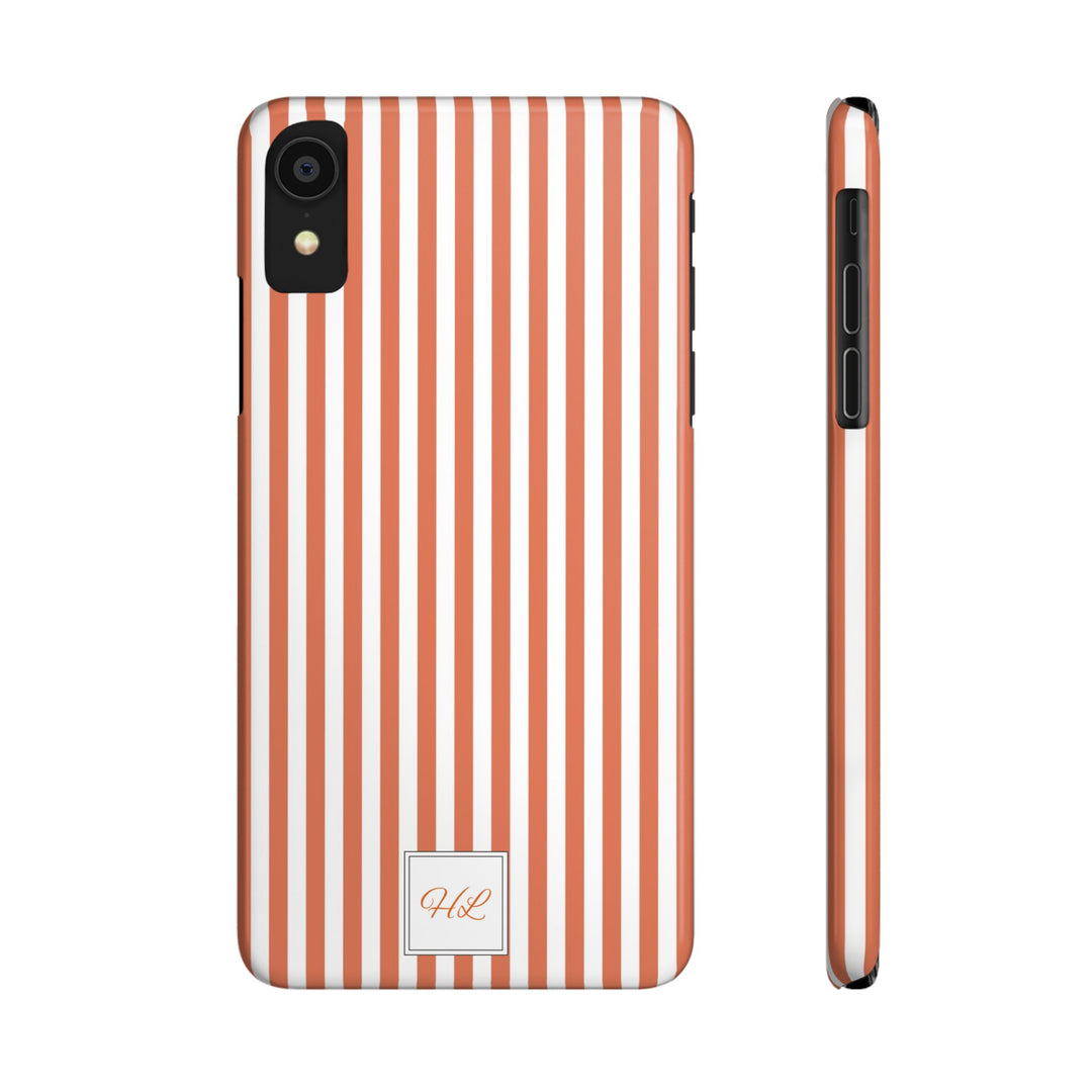 Slim Custom Personalized Winter Peach Striped Phone Case for Iphone 17 - | iPhone 16 Pro Max Case | iPhone 15 Case Iphone 14 13 12 11 10 9 8 - Studio40ParkLane