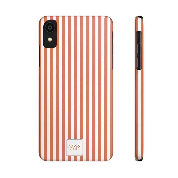 Slim Custom Personalized Winter Peach Striped Phone Case for Iphone 17 - | iPhone 16 Pro Max Case | iPhone 15 Case Iphone 14 13 12 11 10 9 8 - Studio40ParkLane