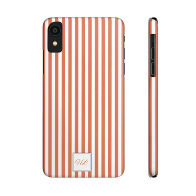 Slim Custom Personalized Winter Peach Striped Phone Case for Iphone 17 - | iPhone 16 Pro Max Case | iPhone 15 Case Iphone 14 13 12 11 10 9 8 - Studio40ParkLane