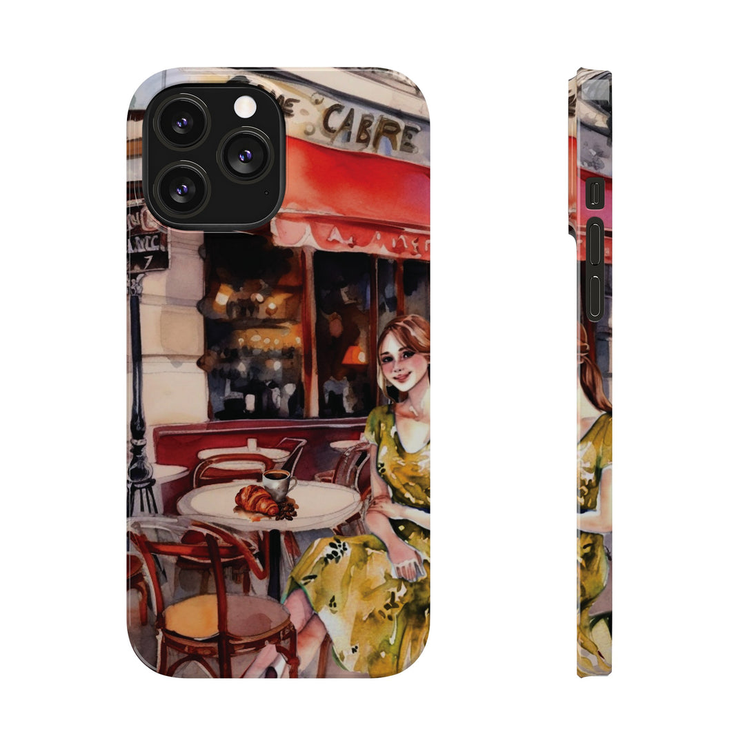 Slim Cute Phone Cases for Iphone - | iPhone 15 Case | iPhone 15 Pro Max Case, Iphone 14 Case, Iphone 14 Pro Max, Iphone 13, Paris Cafe Coffee Croissant - Studio40ParkLane
