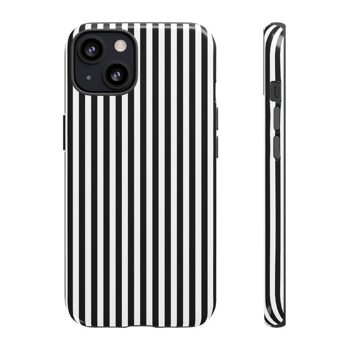 Tough Premium Black White Stripes Phone Case Gift for Her - For Apple iPhone 16 Pro Max 16e iPhone 15 Pro iPhone Iphone 14 Plus 13 Pro 12 SE XR - Studio40ParkLane
