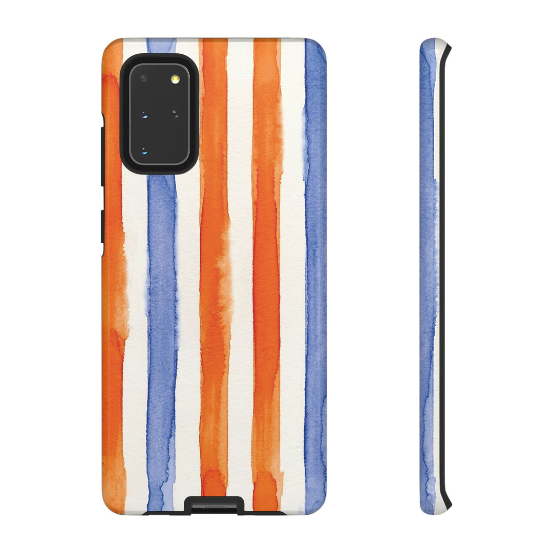 Tough Cute Blue Orange Stripes Phone Case, for IPhone 17 Pro Max | Iphone 17 Air, Iphone 16, IPhone 15, 14 13 12, Samsung Galaxy S26, S25, S24, S23 - Studio40ParkLane