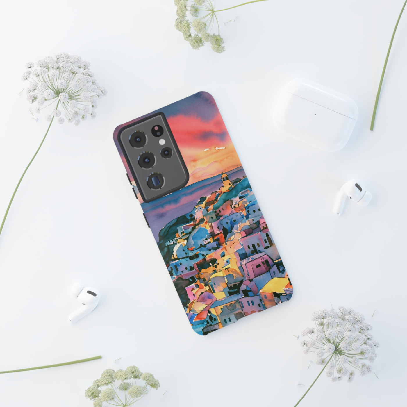 Impact Resistant, Greek Sunset, Cute Phone Cases for Samsung S24, S23, S22, S21, IPhone 15 pro Iphone 14 pro Iphone 13 IPhone 12 Iphone 11