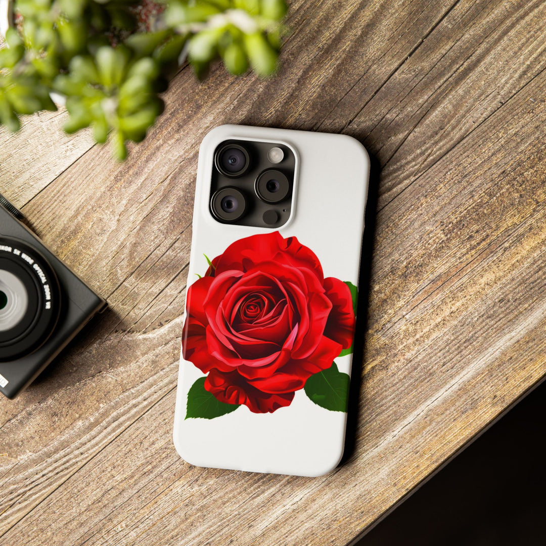 Slim Red Rose Flowers Gift for Her Cute Phone Cases for Iphone 16 Pro Max | iPhone 15 Case | iPhone 15 Pro Max Case, Iphone 14, Iphone 14 Pro Max, Iphone 13 12 11 8 7 - Studio40ParkLane