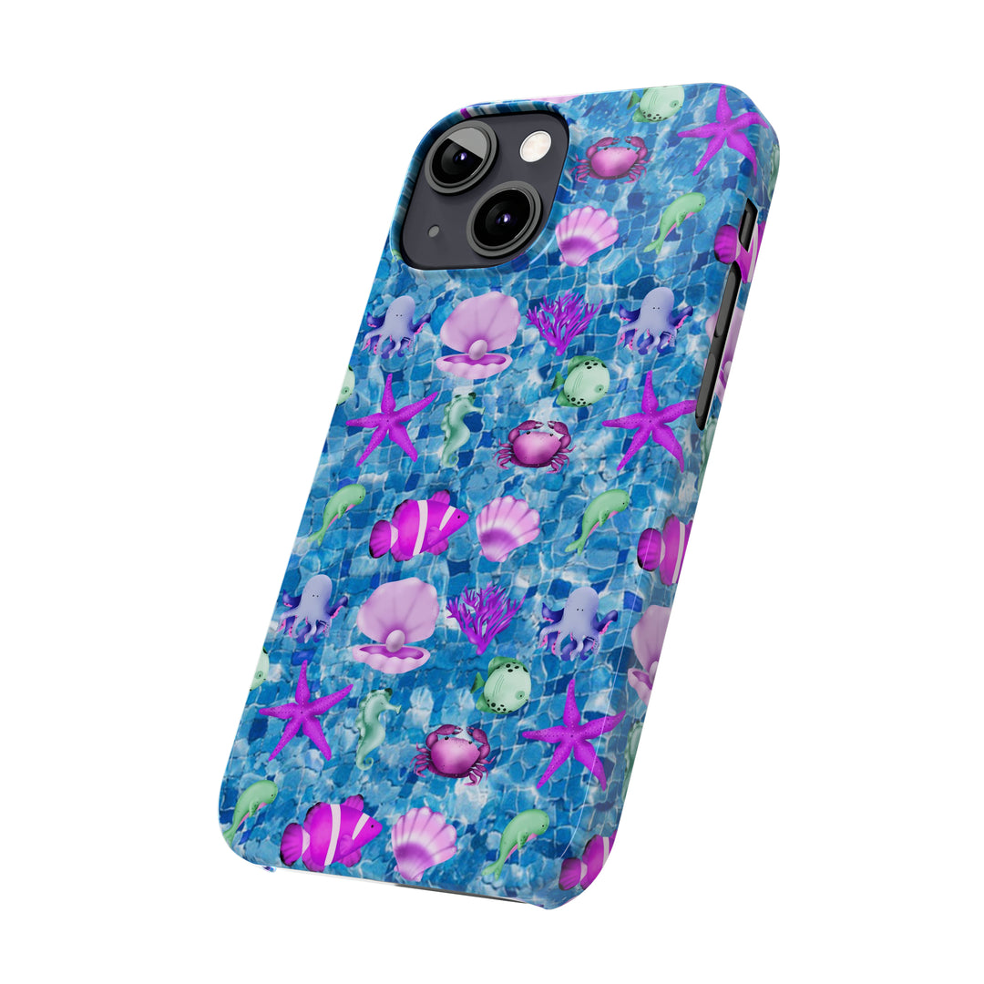 Slim Cute Phone Cases for Iphone - | iPhone 15 Case | iPhone 15 Pro Max Case, Iphone 14 Case, Iphone 14 Pro Max, Iphone 13, Blue Pink Under Sea - Studio40ParkLane
