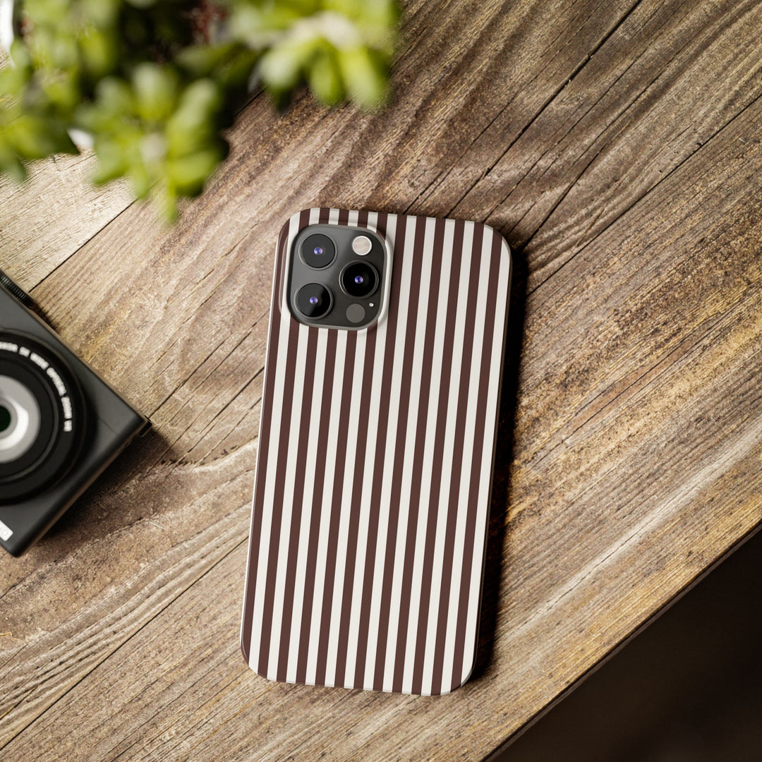 Slim Carriage Brown Striped Cute Phone Case for Iphone 16 - | iPhone 15 Pro Max Case | iPhone 14 Case Iphone 13 12 11 10 9 8 7 Gift for Her - Studio40ParkLane