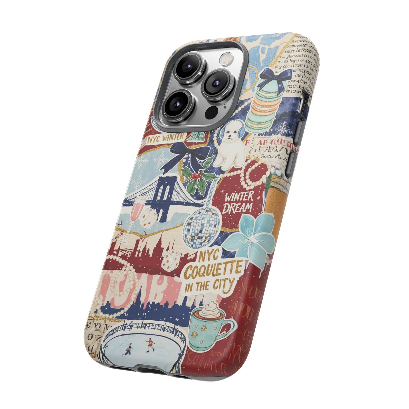 New York Winter Coquette Collage Tough Premium Phone Case - For iPhone 17 Pro Max iPhone 16 Pro iPhone 15 Iphone 14 Plus 13 Pro 12 11 10 XR