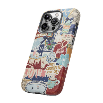 New York Winter Coquette Collage Tough Premium Phone Case - For iPhone 17 Pro Max iPhone 16 Pro iPhone 15 Iphone 14 Plus 13 Pro 12 11 10 XR
