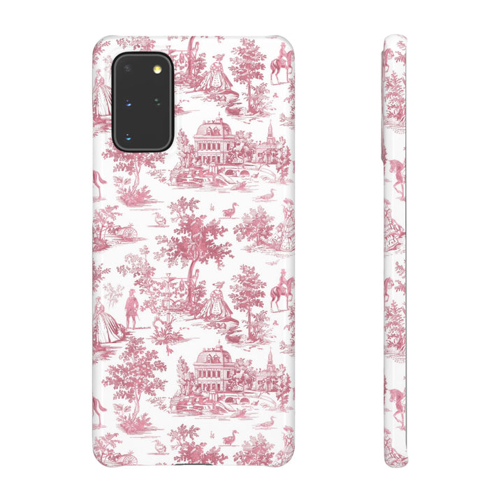 Sleek Snap Pink French Toile Cute Phone Case for iPhone 16 15 14 13 12 11 X Xs Max Xr Pro Plus Samsung Galaxy S24 S23 S22 S21 S20 Note Ultra