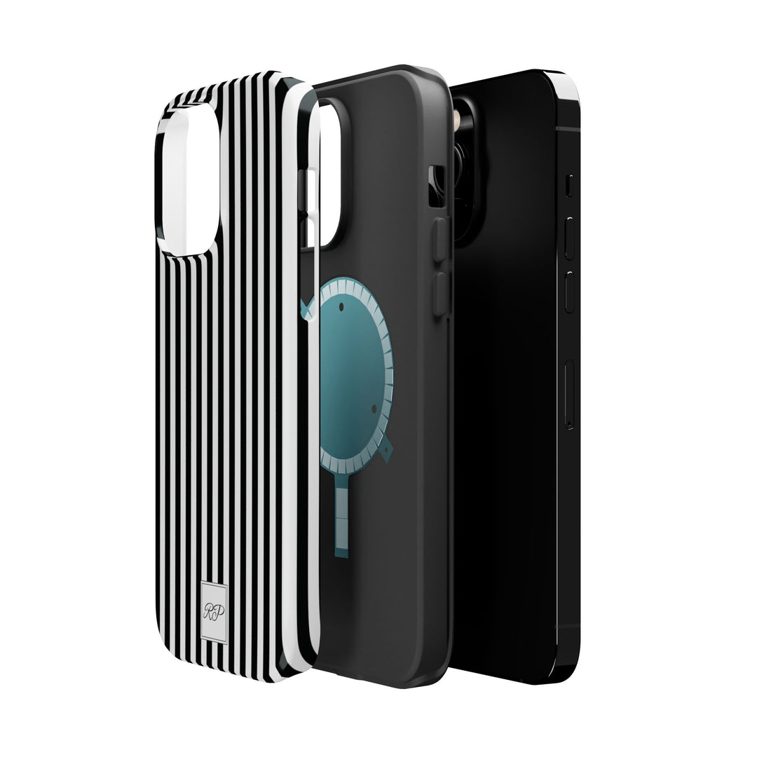 Custom Personalized Black White Striped Magsafe Phone Case for Iphone 17 - | iPhone 16 Pro Max Case | iPhone 15 Case Iphone 14 13 12 11 10 - Studio40ParkLane