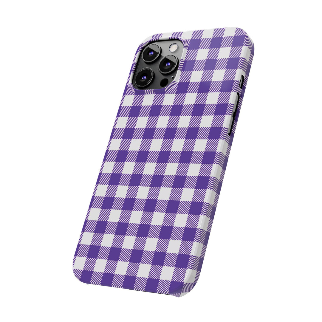 Slim Purple Gingham Gift for Her Cute Phone Cases for Iphone 16 Pro Max | iPhone 15 Case | iPhone 15 Pro Max Case, Iphone 14, 13, 12, 11, 10, 8, 7 - Studio40ParkLane