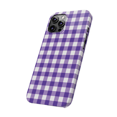 Slim Purple Gingham Gift for Her Cute Phone Cases for Iphone 16 Pro Max | iPhone 15 Case | iPhone 15 Pro Max Case, Iphone 14, 13, 12, 11, 10, 8, 7