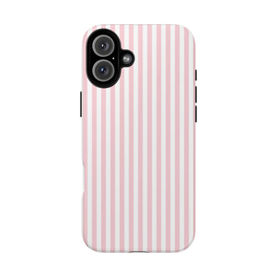 Tough Premium Sweet Pink Stripes Phone Case Gift for Her - For Apple iPhone 16 Pro Max 16e iPhone 15 Pro iPhone Iphone 14 Plus 13 Pro 12 SE XR - Studio40ParkLane