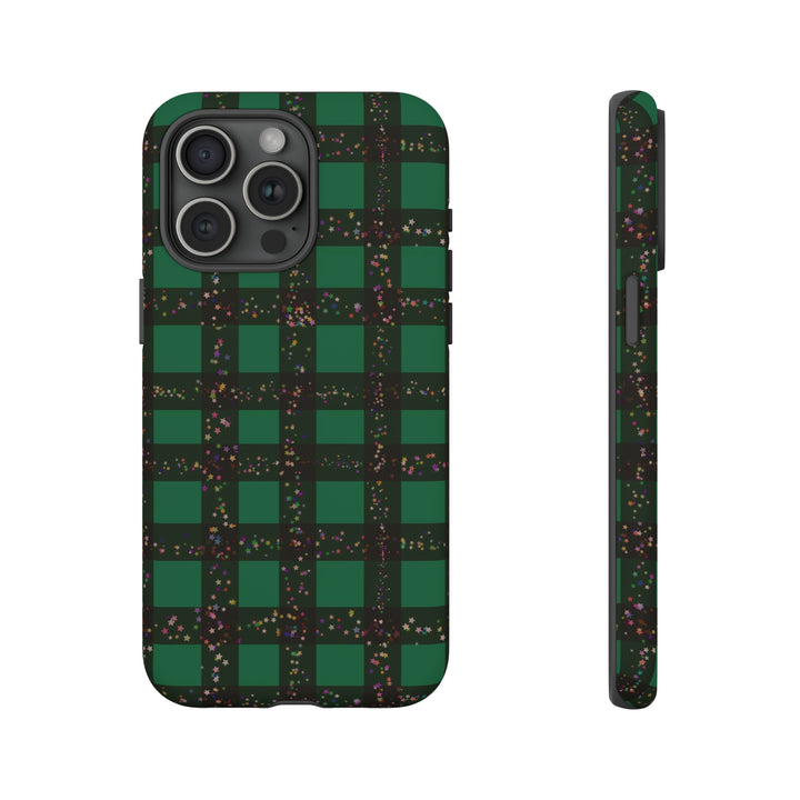 Cute IPhone Case | iPhone 15 Case | iPhone 15 Pro Max Case, Iphone 14 Case, Iphone 14 Pro Max Case IPhone Case for Art Lovers, Green Festive Plaid - Studio40ParkLane