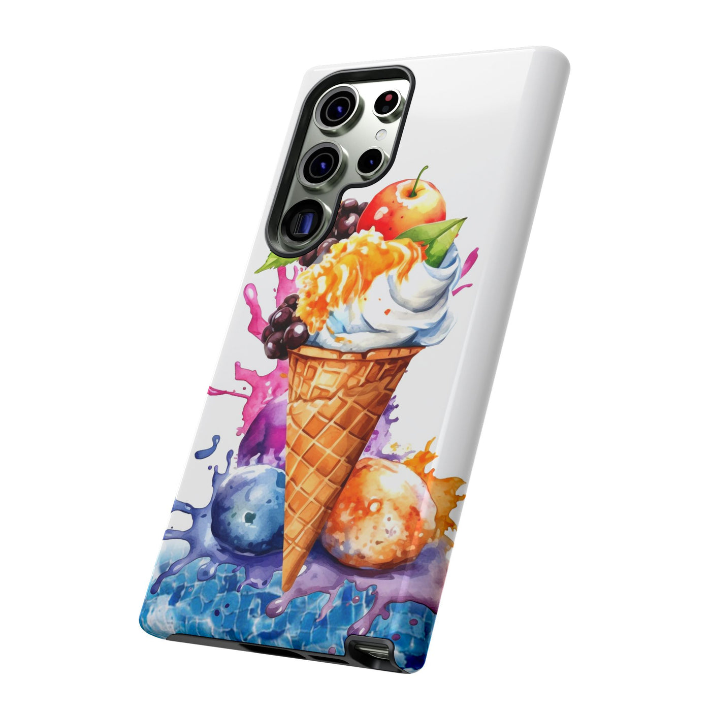 Impact Resistant, Summer Ice Cream Cone, Cute Phone Cases for Samsung S24, S23, S22, S21, IPhone 15 pro Iphone 14 pro Iphone 13 IPhone 12 Iphone 11