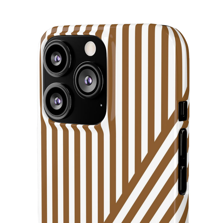 Aesthetic Mocha Brown Stripes Cute Phone Case Sleek Snap - For iPhone 17 Pro Max iPhone 16 Pro iPhone 15 Iphone 14 Plus 13 Pro 12 11 10 Gift - Studio40ParkLane